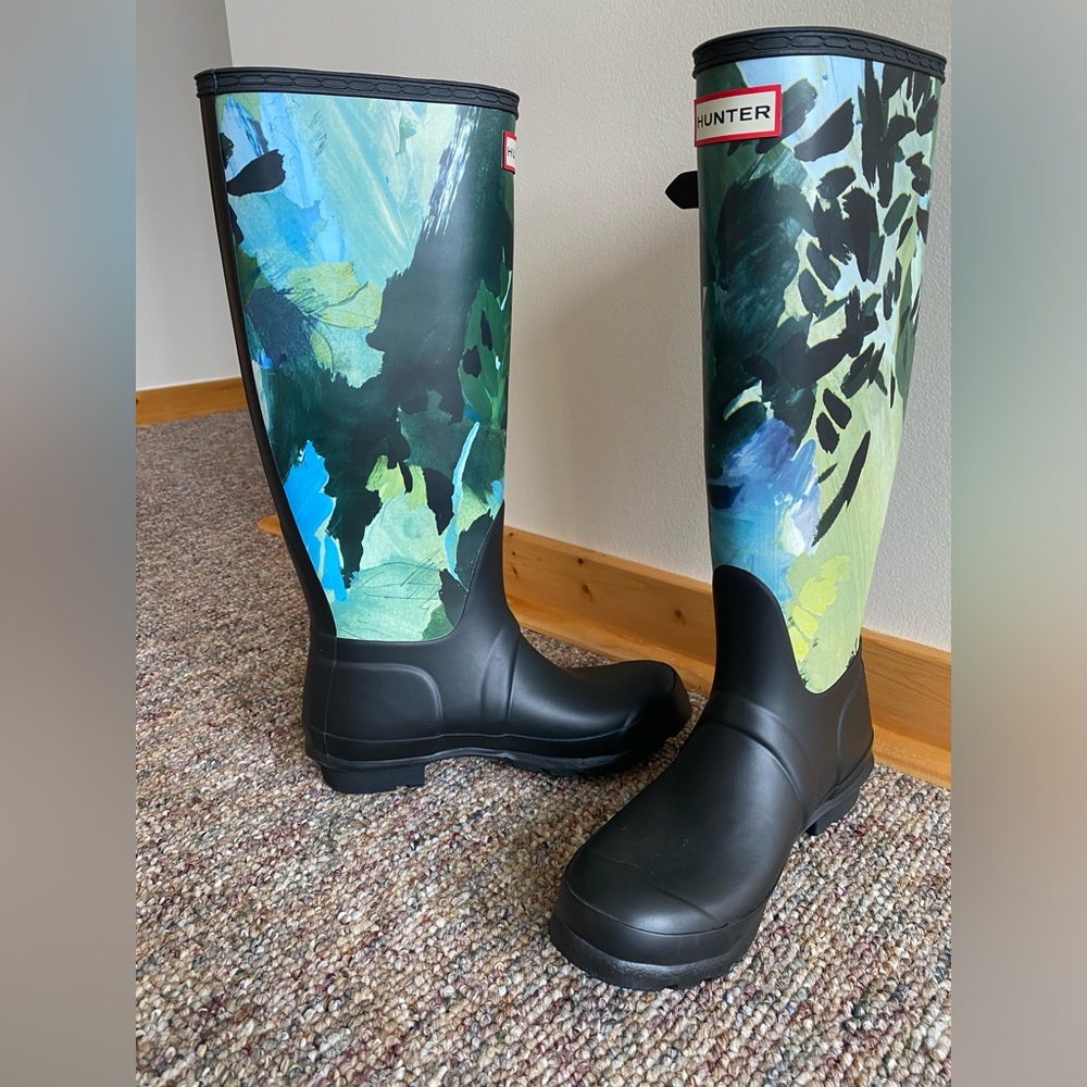 Hunter Rain Boots, Original Tall Botanical Garden Print Limited Ed. Size 6/EU 37